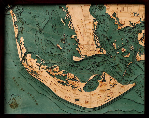 Wooden Map of Sanibel